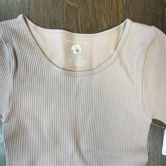 🆕 INTIMATELY FREE PEOPLE Ribbed Tee Pullover Top in ballet SZ M/L - Picture 4 of 6